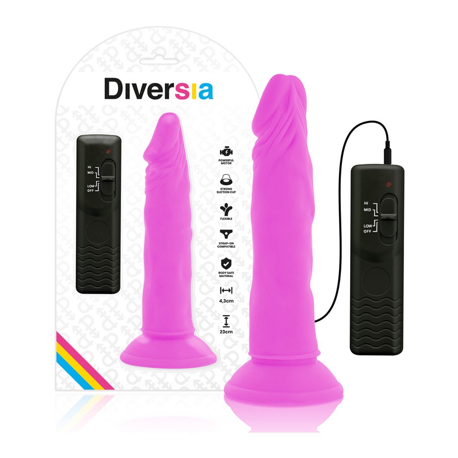 DIVERSIA - DILDO VIBRANTE FLESSIBILE 23 CM - VIOLA